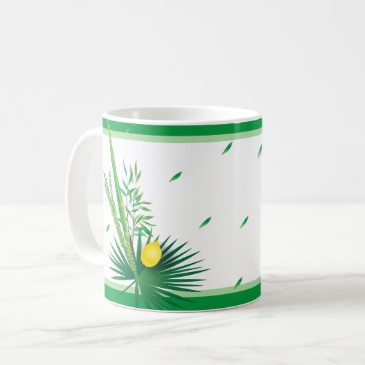 Happy Sukkot Lulav und Etrog Wasserfarbmuster Kaffeetasse (Vorderseite Links)