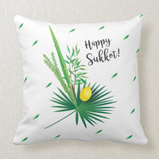 Happy Sukkot Lulav und Etrog Wasserfarbmuster Kissen