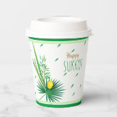 Happy Sukkot Lulav und Etrog Wasserfarbmuster Pappbecher (Rückseite)