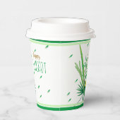 Happy Sukkot Lulav und Etrog Wasserfarbmuster Pappbecher (Rechts)