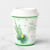 Happy Sukkot Lulav und Etrog Wasserfarbmuster Pappbecher (Vorderseite)