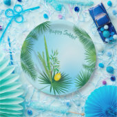 Happy Sukkot Lulav und Etrog Wasserfarbmuster Pappteller (Party)