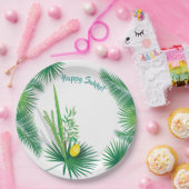 Happy Sukkot Lulav und Etrog Wasserfarbmuster Pappteller (Party)