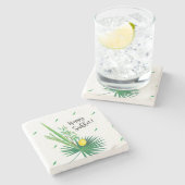 Happy Sukkot Lulav und Etrog Wasserfarbmuster Steinuntersetzer (Seitenansicht)