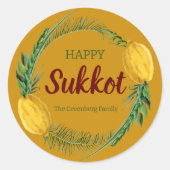Happy Sukkot Lulav Yellow Stickers (Vorderseite)