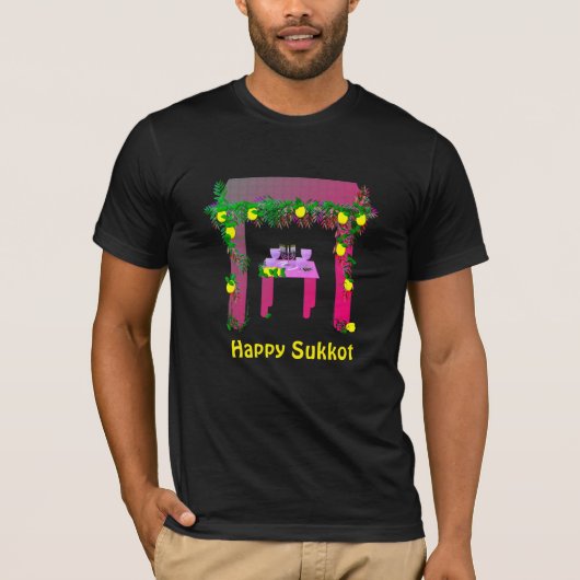 Happy Sukkot, Personalisiert T-Shirt (Vorderseite)