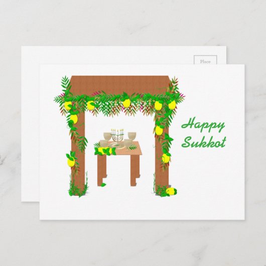 Happy Sukkot Postkarte (Vorne/Hinten)