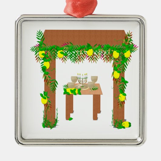Happy Sukkot Silbernes Ornament (Vorne)