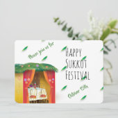 Happy Sukkot Sukkah Lulav und Etrog Wasserfarbe Einladung (Stehend Vorderseite)