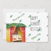 Happy Sukkot Sukkah Lulav und Etrog Wasserfarbe Einladung (Vorderseite)