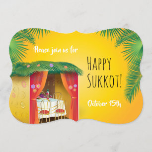 Happy Sukkot Sukkah Lulav und Etrog Watercolor Einladung