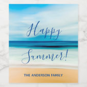 Happy Summer Beach nautical Sea tropische Weinetikett (Einzelnes Label)