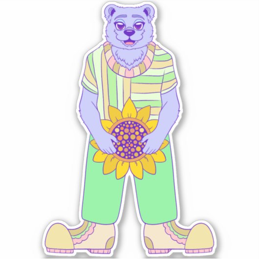 Happy Summer Bear Aufkleber (Vorderseite)