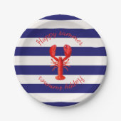 Happy Summer Blue Streifen Red Hummer Pappteller (Vorderseite)
