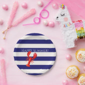 Happy Summer Blue Streifen Red Hummer Pappteller (Party)