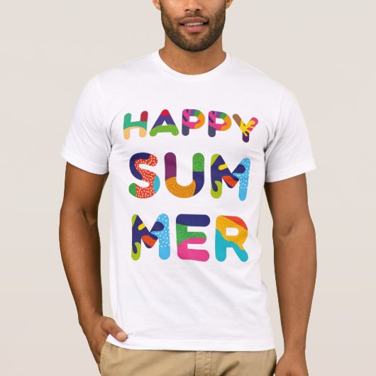 Happy Summer farbenfroher Text T-Shirt (Vorderseite)