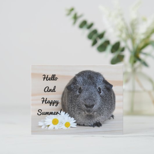 Happy Summer Guinea Pig Postkarte (Stehend Vorderseite)