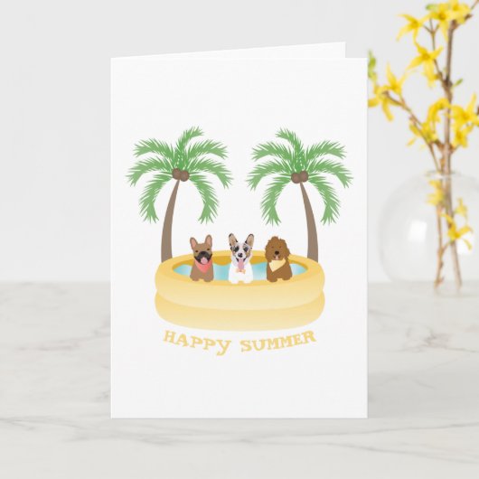 Happy Summer Hogs Schwimmbad Karte (Gelbe Blume)