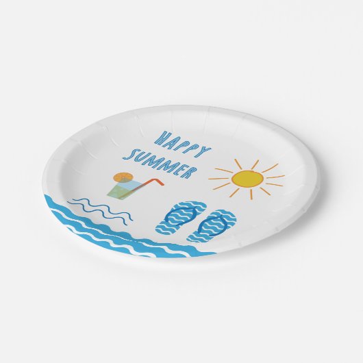 Happy Summer Paper Plate Pappteller (Schrägansicht)