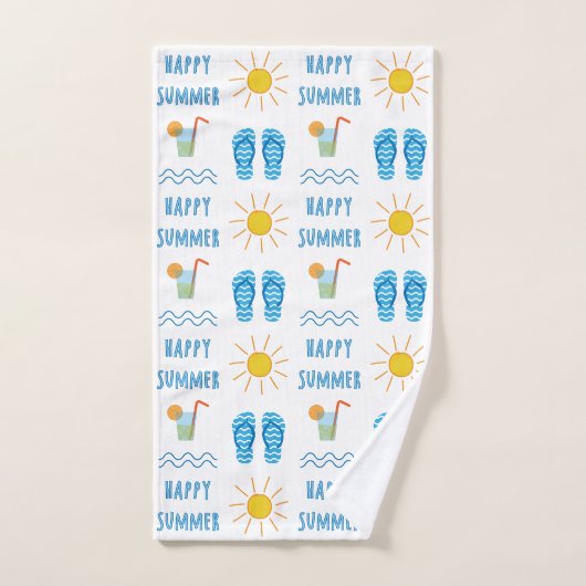 Happy Summer Pattern Badetuch Set (Handtuch)