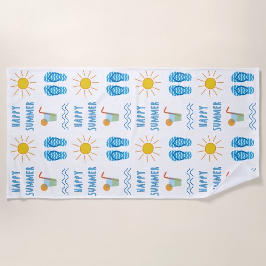 Happy Summer Pattern Beach Handtuch (Vorderseite)