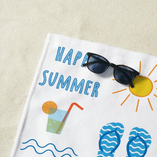 Happy Summer Pattern Beach Handtuch (Beispiel)