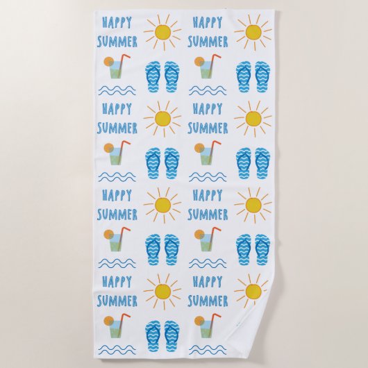Happy Summer Pattern Beach Handtuch (Vorderseite)