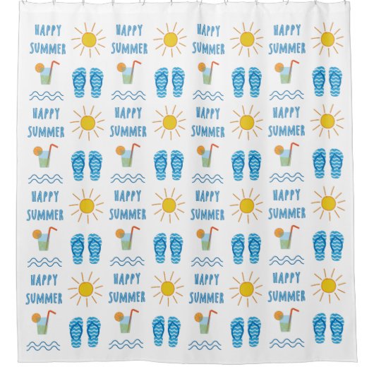 Happy Summer Pattern Duschvorhang (Vorderseite)