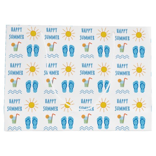 Happy Summer Pattern Große Geschenktasche Geschenktüte (Rückseite)
