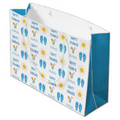 Happy Summer Pattern Große Geschenktasche Geschenktüte (Rückseite Schrägansicht)