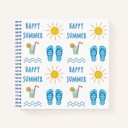 Happy Summer Pattern Notebook Notizblock (Vorderseite)
