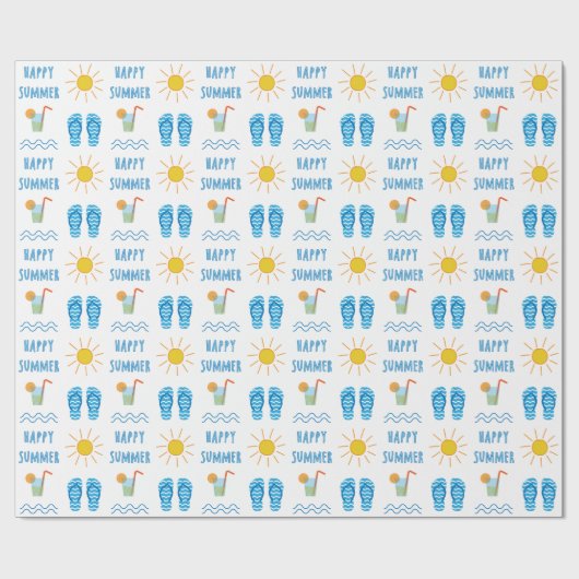 Happy Summer Pattern Wrapping Paper Geschenkpapier (Flach)