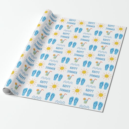 Happy Summer Pattern Wrapping Paper Geschenkpapier (Ungerollt)