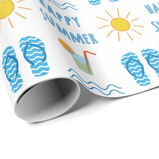 Happy Summer Pattern Wrapping Paper Geschenkpapier (Rolleneckpunkt)
