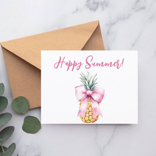 Happy Summer Pink Bogen Ananas tropisch Einladungspostkarte