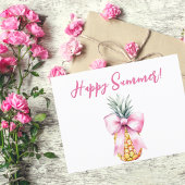 Happy Summer Pink Bogen Ananas tropisch Einladungspostkarte