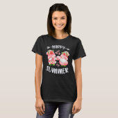 Happy summer pink gnomes with flamingo swim ring T-Shirt (Vorne ganz)