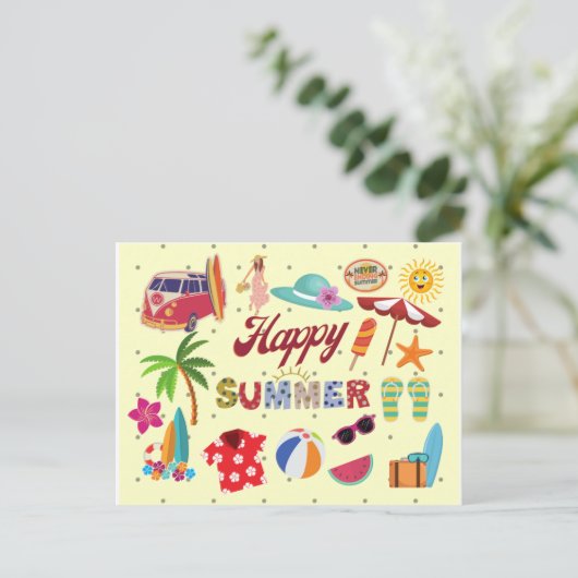 Happy Summer Postcard Postkarte (Stehend Vorderseite)