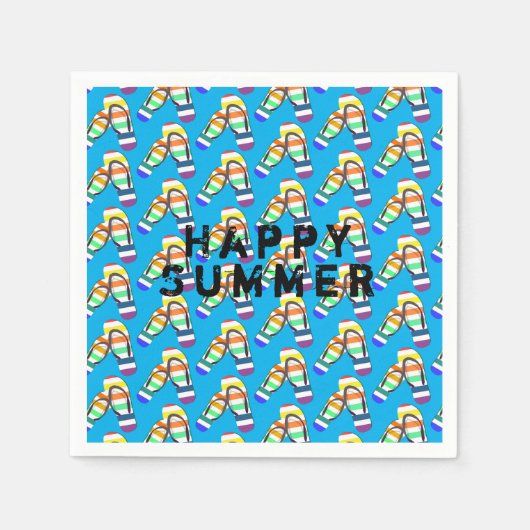 Happy Summer Regenbogen Flip Flops Serviette (Vorderseite)