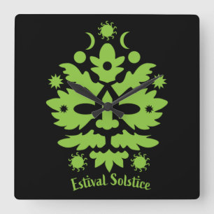 happy summer solstice Midsummer  Quadratische Wanduhr