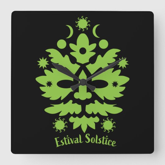 happy summer solstice Midsummer Quadratische Wanduhr (Vorderseite)