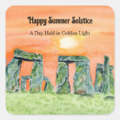 Happy Summer Solstice Stonehenge Quadratischer Aufkleber (Vorderseite)