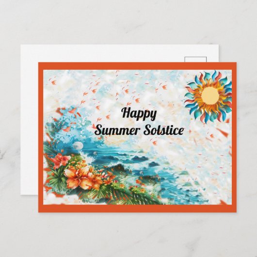 Happy Summer Solstice Sun Blume Sea Postkarte (Vorne/Hinten)