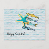 Happy Summer Starfish and Fish Postkarte (Vorderseite)