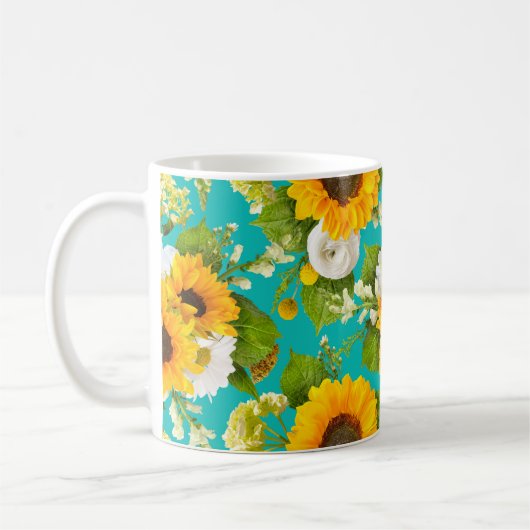 Happy Summer Sunflower Muster Kaffeetasse (Links)
