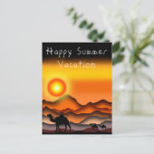 Happy Summer Vacation Card Camels in der Sunset Wü Postkarte (Stehend Vorderseite)