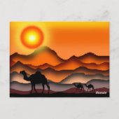 Happy Summer Vacation Card Camels in der Sunset Wü Postkarte (Rückseite)