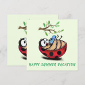Happy Summer Vacation Card Ladybug mit Telefon (Vorne/Hinten)
