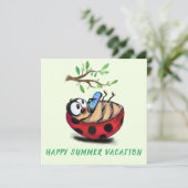 Happy Summer Vacation Card Ladybug mit Telefon (Stehend Vorderseite)