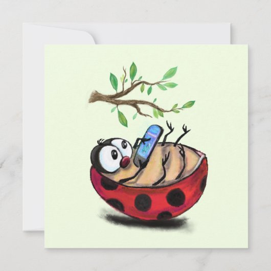 Happy Summer Vacation Card Ladybug mit Telefon (Rückseite)